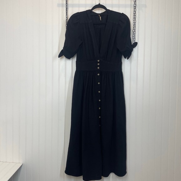 Free People Dresses & Skirts - Free People Love of My Life Cotton Gauze Prairie Festival Mid Dress Black Size S